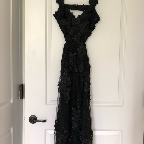 Alamour Black Applique Tea Length Dress - Picture 8 of 11